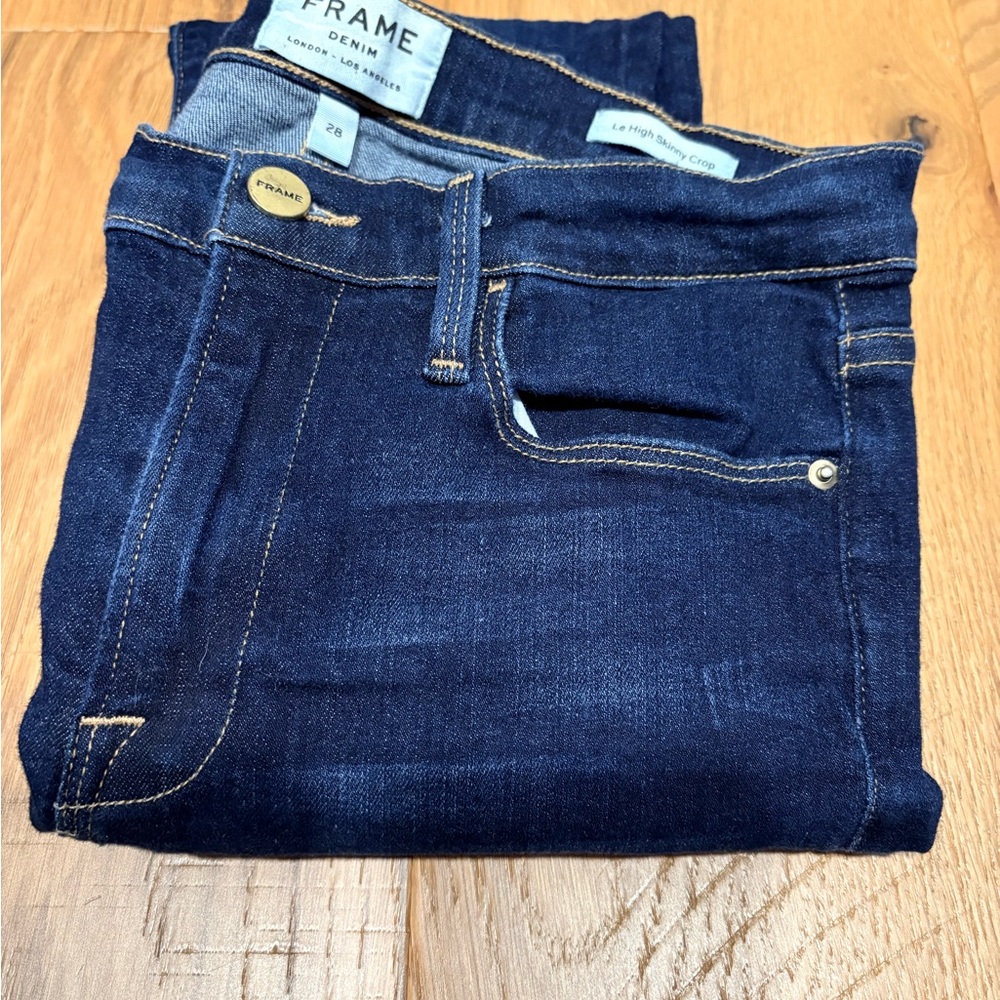 Frame Denim Le High Skinny Crop Jeans in Deep Blue